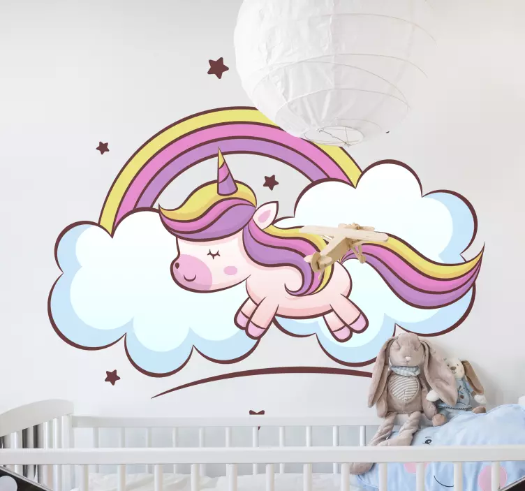Wall stickers for kid playful unicorn scene - TenStickers
