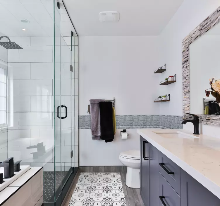 Stone texture frame mirror sticker - TenStickers