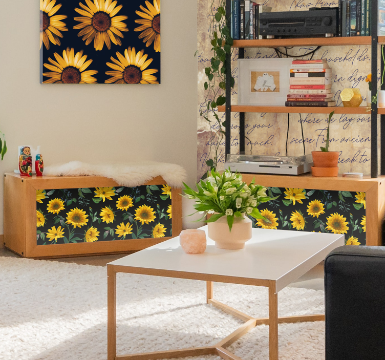 Furniture sticker sunflower floral design - TenStickers