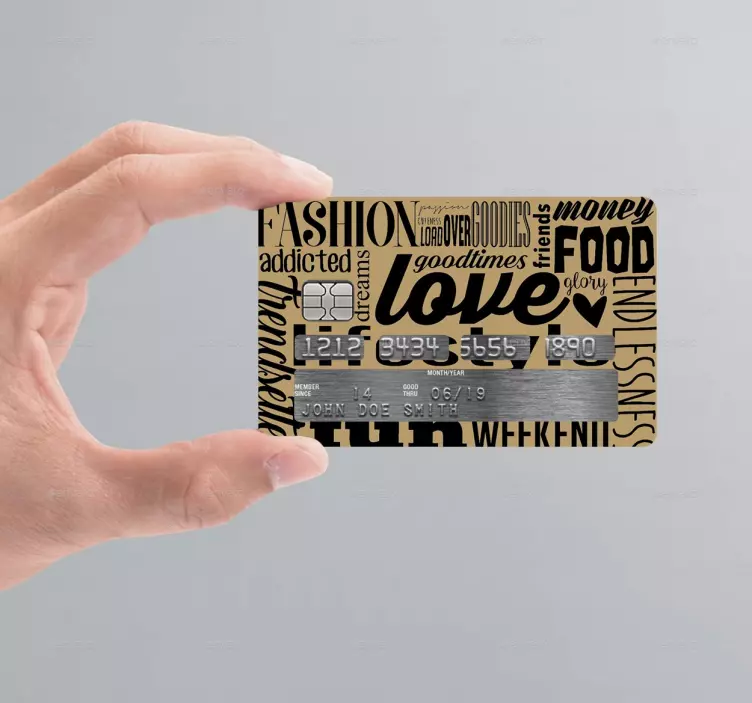 Vintage fashion week words credit card Sticker - TenStickers