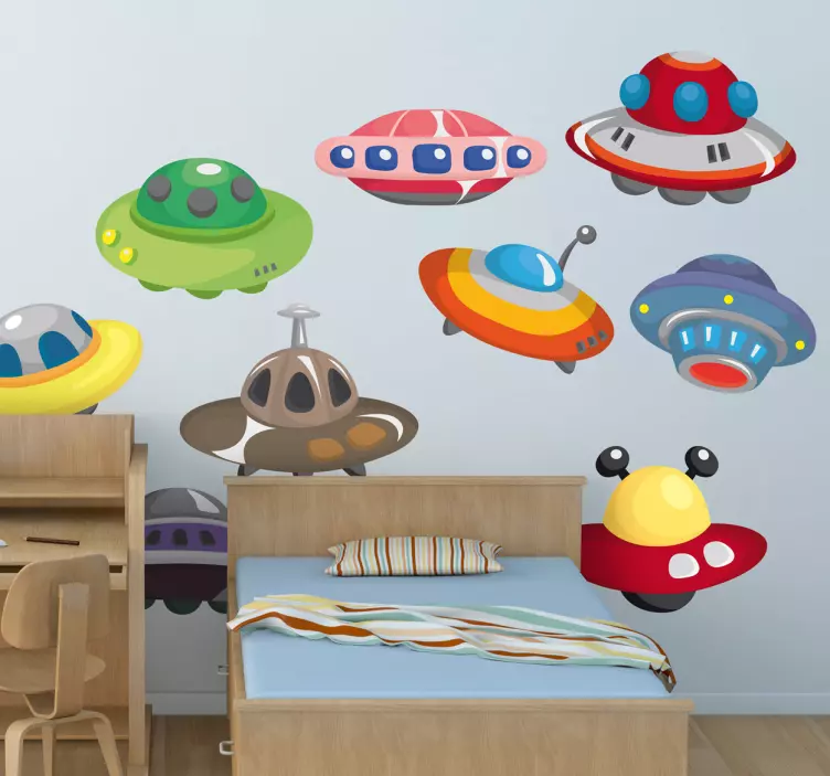 Alien UFOs space wall stickers - TenStickers