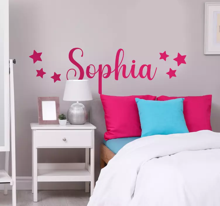 Header Name and Stars headboard decal - TenStickers