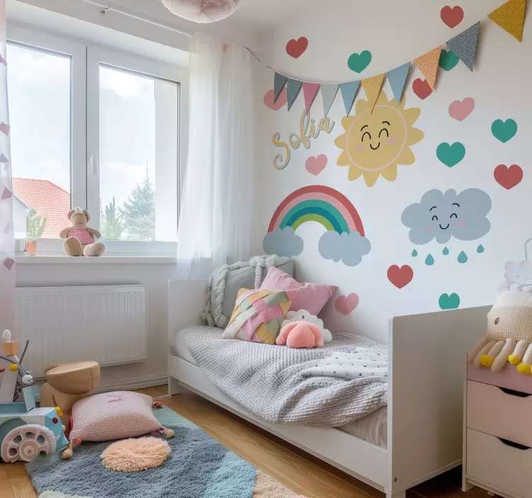 Happy sunrise illustration sticker - TenStickers