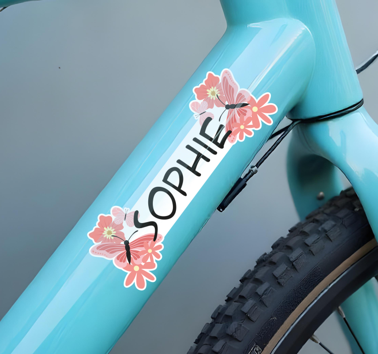 Happy butterfly and flower bike sticker - TenStickers