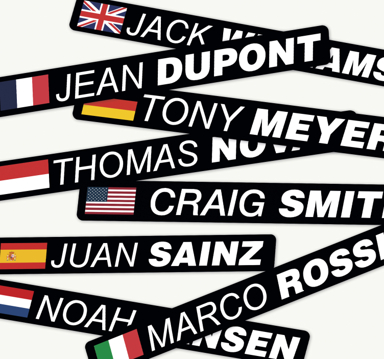 Road bicycle with flag and name bike sticker - TenStickers