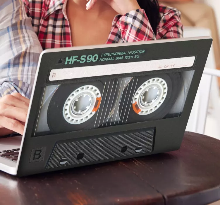 80s retro cassette laptop sticker - TenStickers