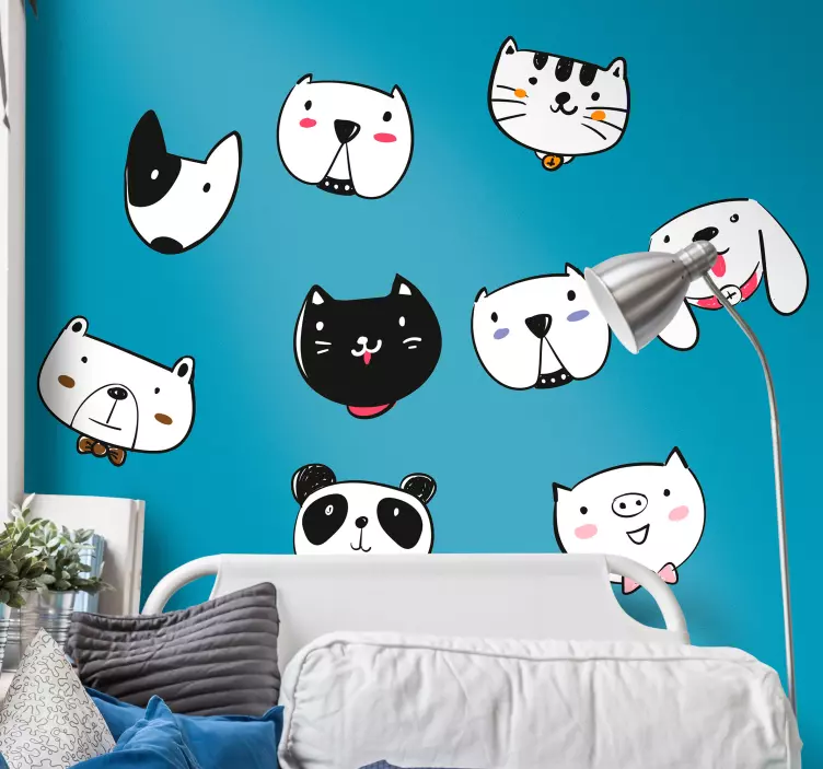 Adorable Creature Faces pet wall art - TenStickers