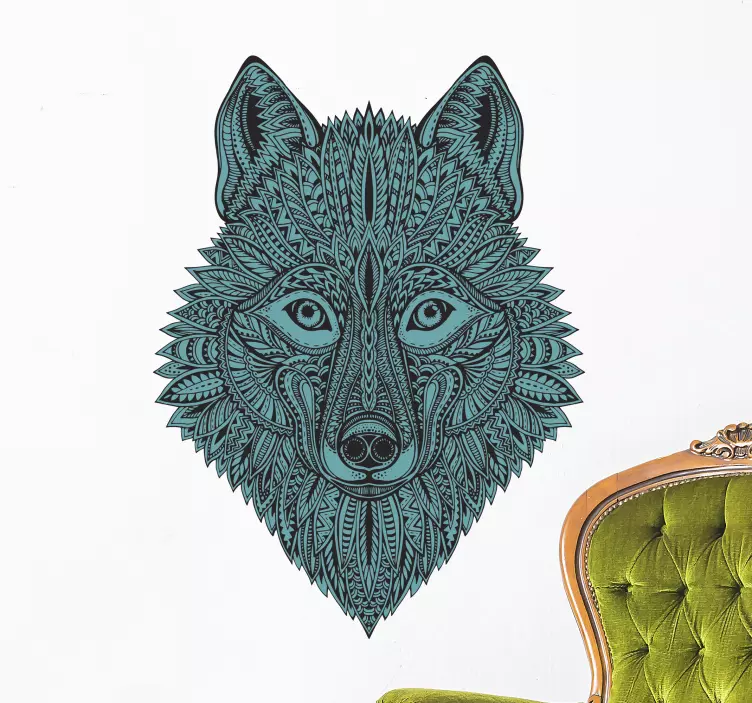 Animal wall sticker intricate wolf design - TenStickers