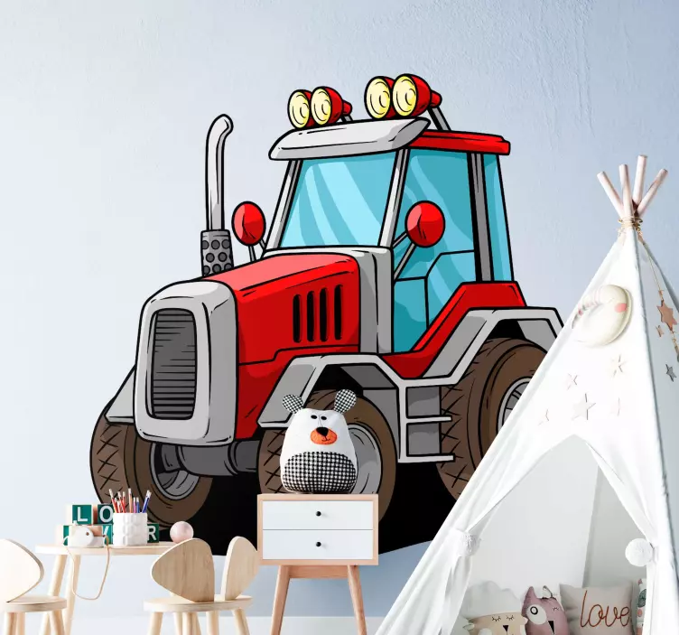 Cartoon Agricultural Tractor farm animal wall sticker - TenStickers