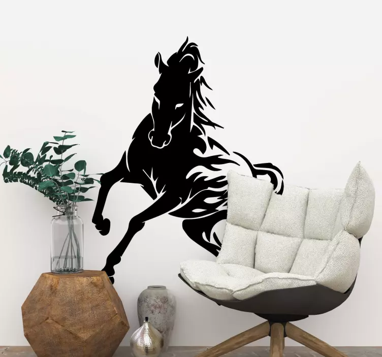 Artistic black and white horse animal sticker - TenStickers
