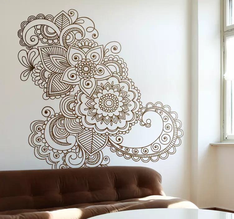 Asian Floral Pattern Flower Wall Sticker - TenStickers