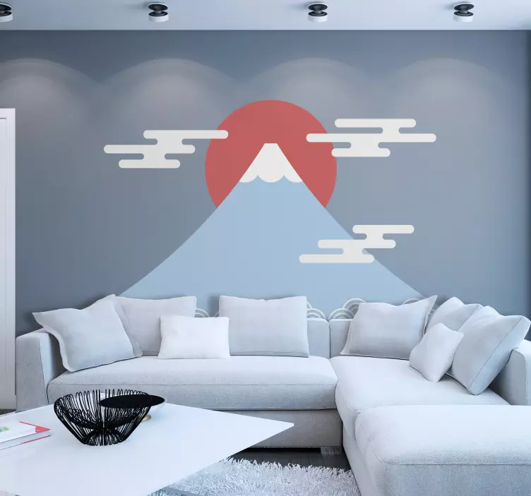 Asian style mountain nature wall sticker - TenStickers