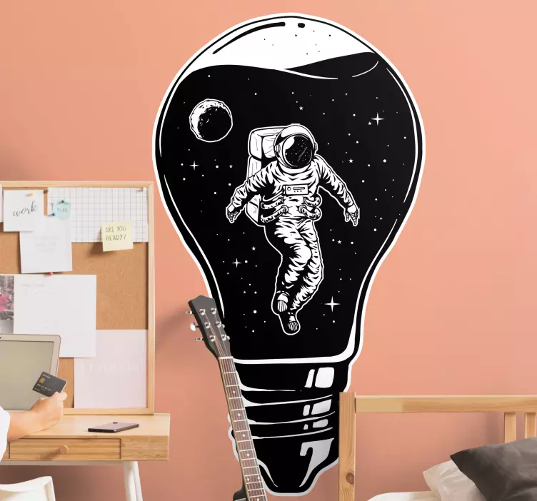 Astronaut In Bulb space wall sticker - TenStickers