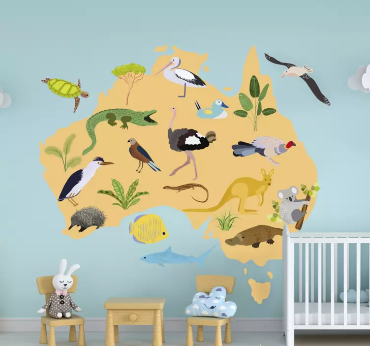 Australian Kids World map  sticker - TenStickers