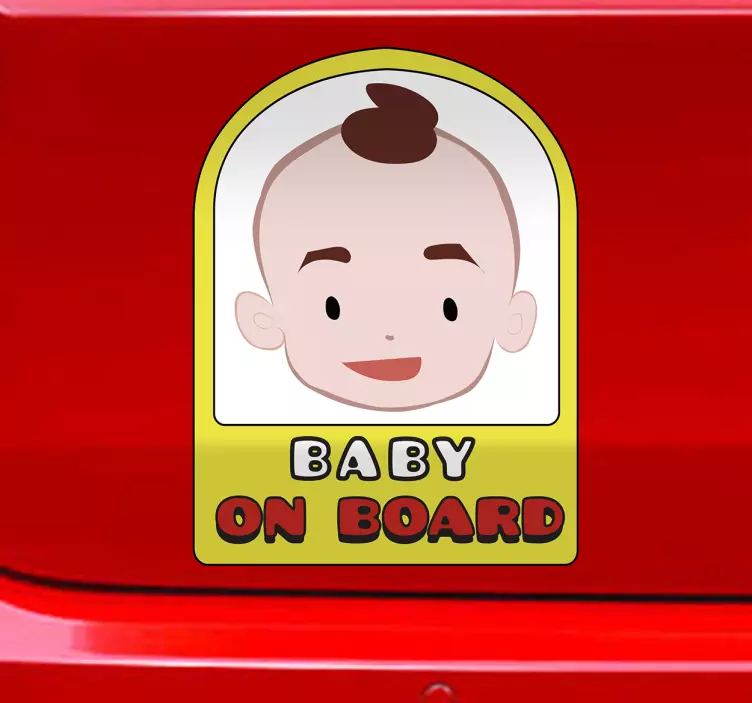 Baby on board sticker cheerful baby portrait - TenStickers
