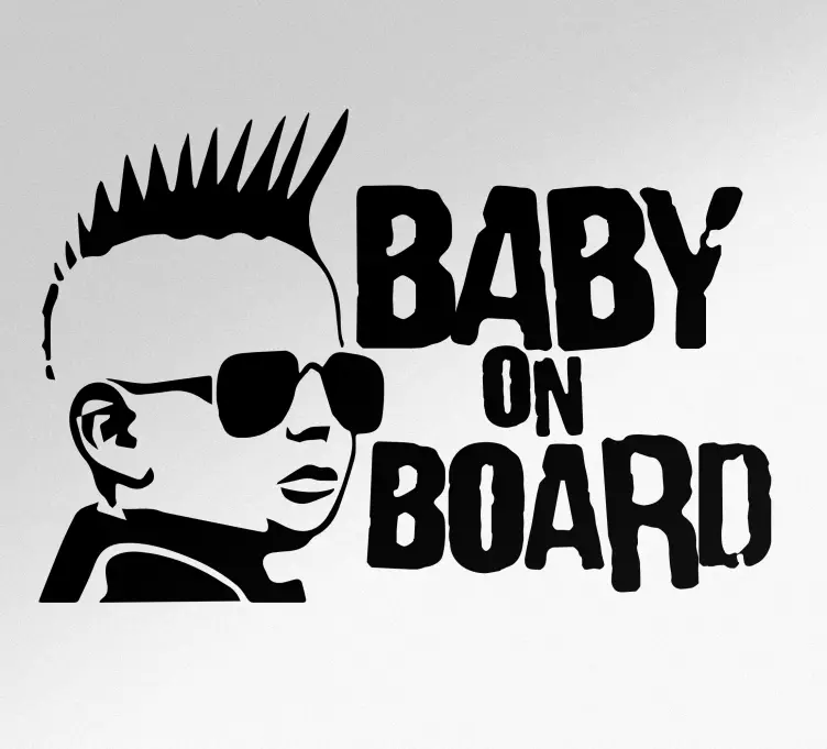 Baby on board sticker cool baby portrait - TenStickers