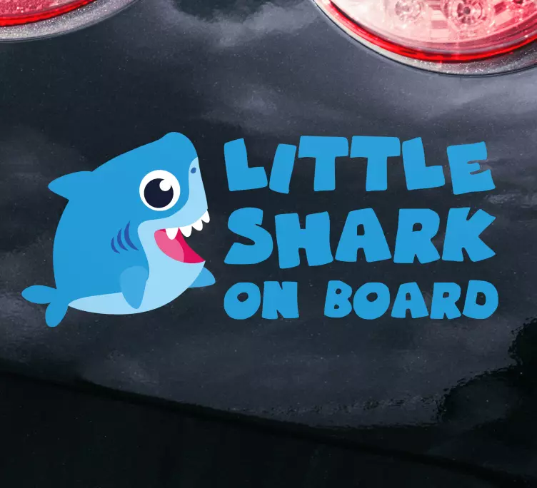 Baby on board sticker with joyful shark design - TenStickers