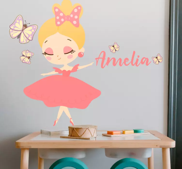 Ballet girl with name wall stickers for kid - TenStickers