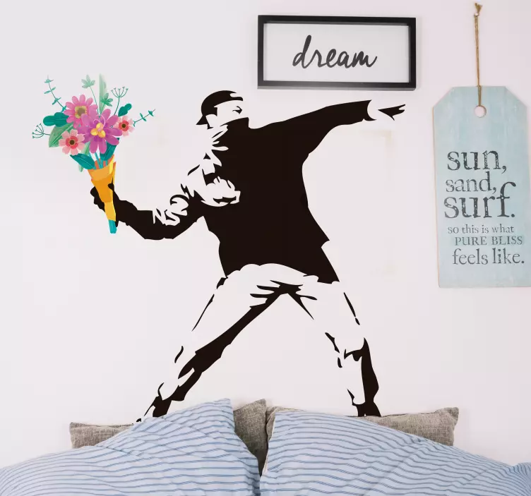 Banksy Revolution Flowers wall art sticker - TenStickers