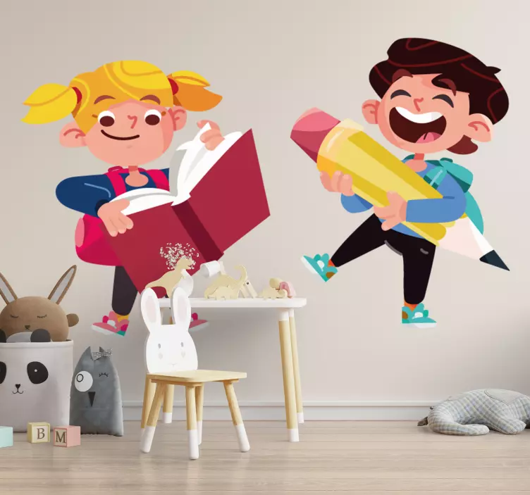 Beautiful children back to school Wall Sticker - TenStickers