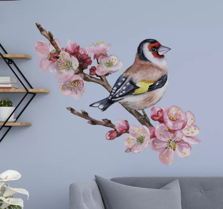 Big flowers with birds bird wall decal - TenStickers