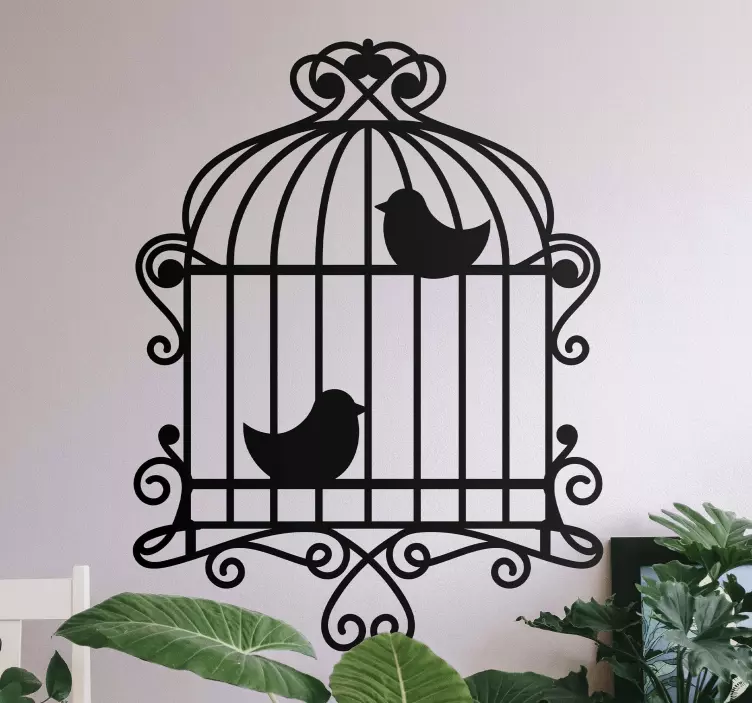 Bird wall sticker elegant bird cage - TenStickers
