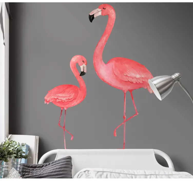 Bird wall sticker flamingo duo - TenStickers