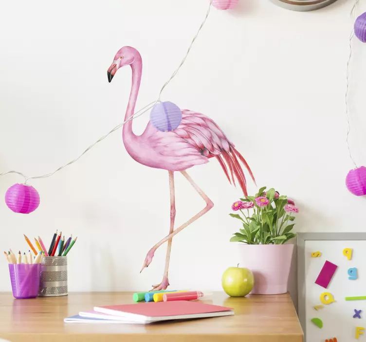 Bird wall sticker pink flamingo design - TenStickers