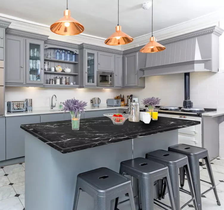 Black Marble Countertop texture sticker - TenStickers