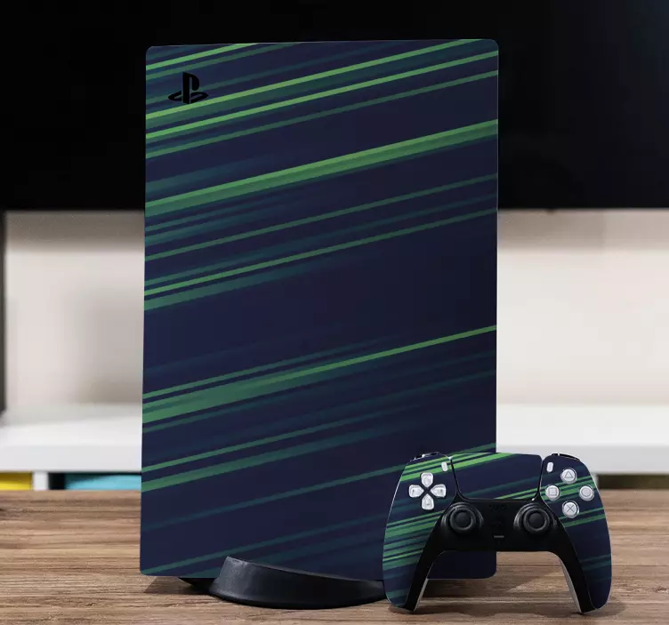 Blue and green lines PS5 stickers - TenStickers