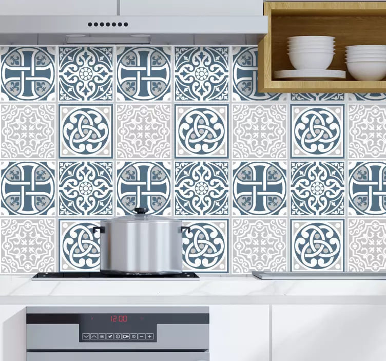 Blue and grey tile vinyl decal - TenStickers