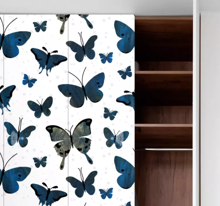 Blue Glitter Butterfly Wing furniture sticker - TenStickers