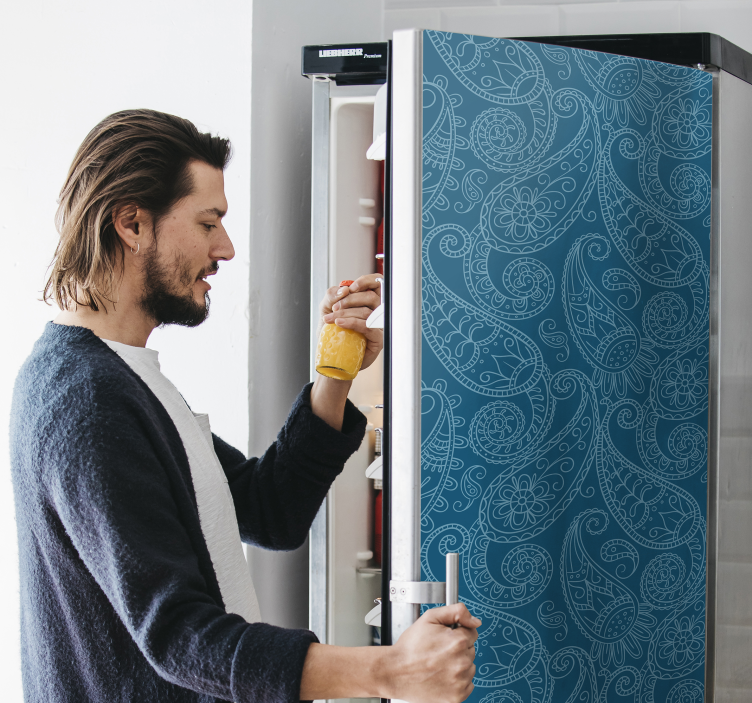 Blue paisley pattern fridge sticker - TenStickers