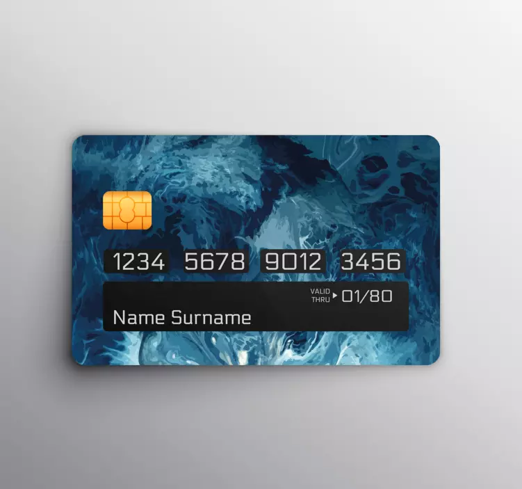 Blue tones watercolor waves credit card decal - TenStickers