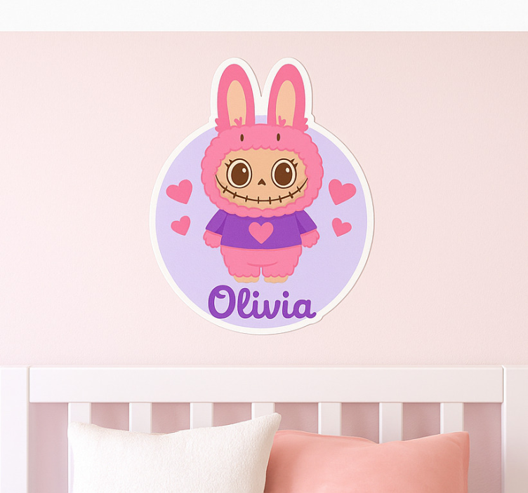 Bunny monster with name illustration sticker - TenStickers