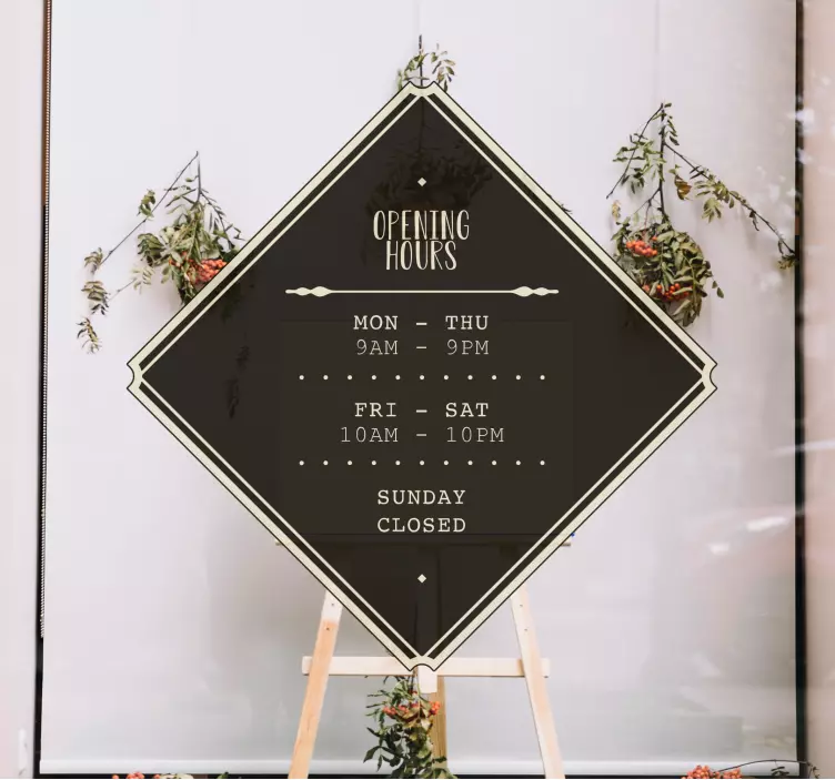 Business opening hours shop window sticker - TenStickers