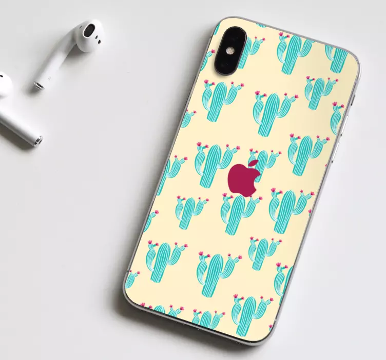 Cactus Pattern iPhone sticker - TenStickers