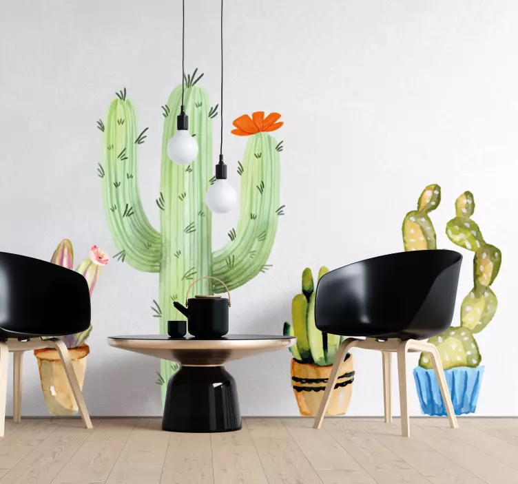 Cactus plant design wall sticker - TenStickers
