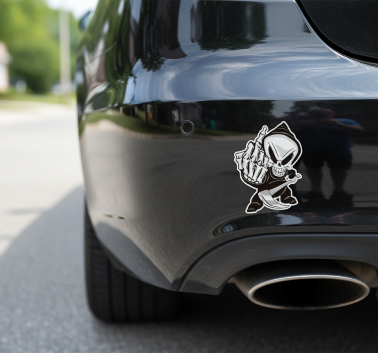Car sticker skeleton with middle finger - TenStickers