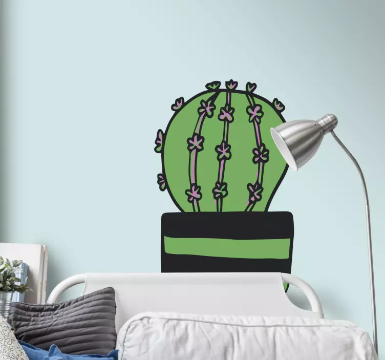 Cartoon Cactus Wall Sticker - TenStickers