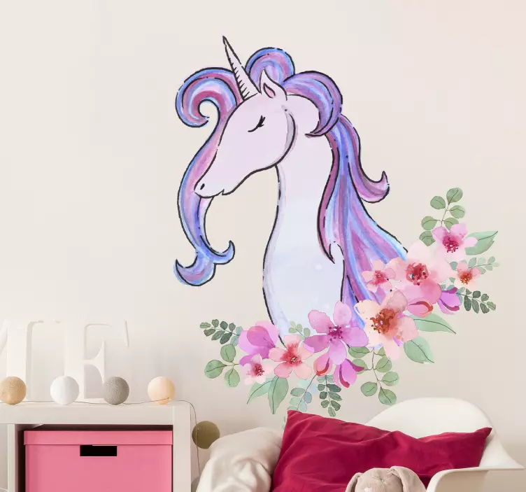 Charming Unicorn Head wall sticker - TenStickers