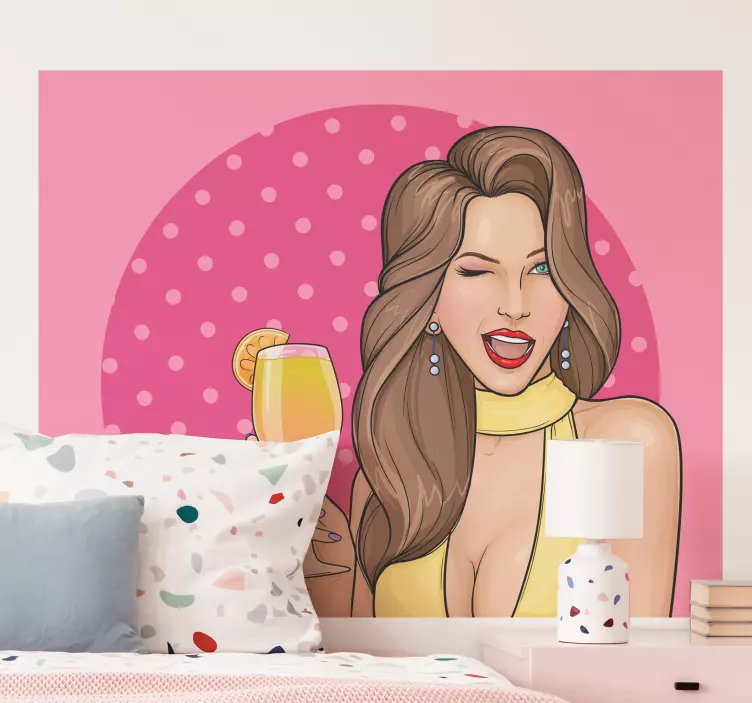 Charming woman winking health and beauty sticker - TenStickers