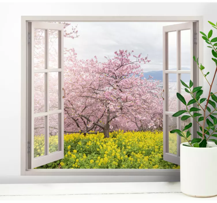 Cherry Blossom View living room wall sticker - TenStickers