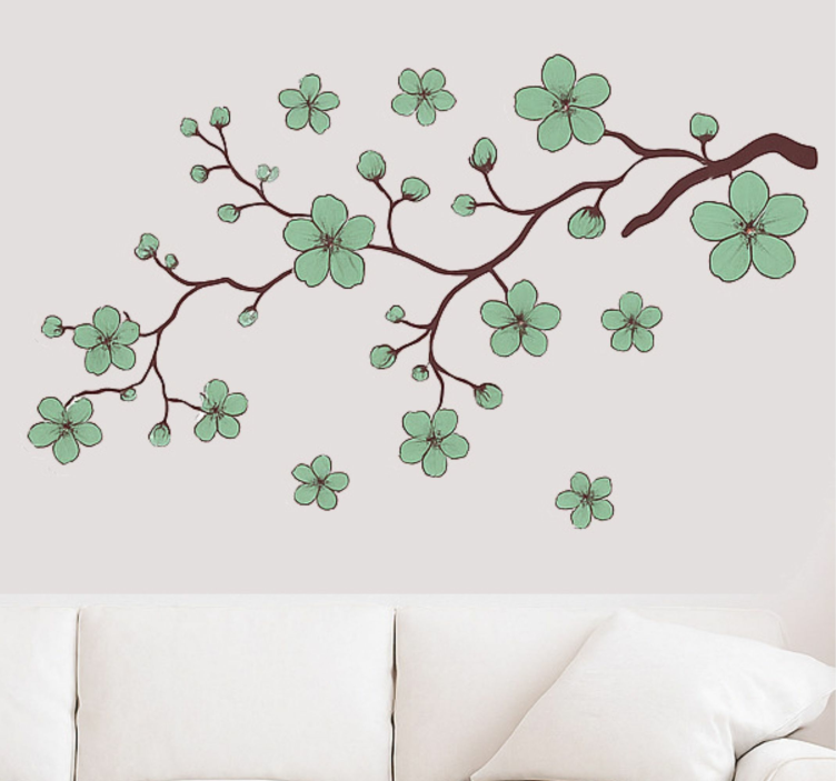 Cherry branches design living room wall sticker - TenStickers