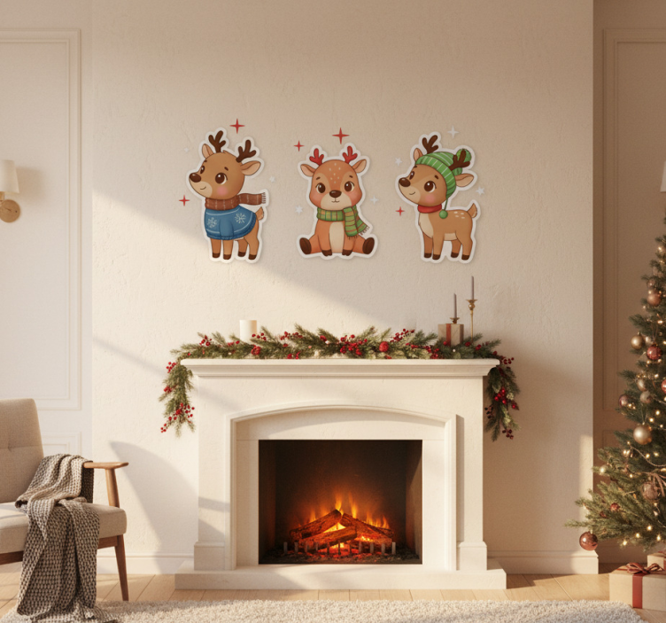 Christmas sticker cute reindeer - TenStickers