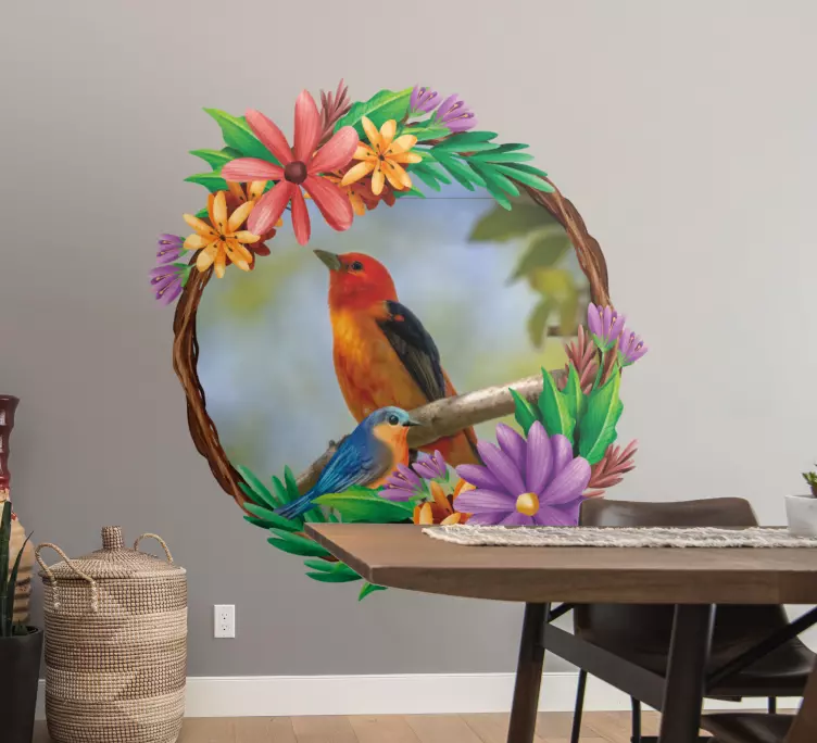 Circular flower photo frame wall sticker - TenStickers