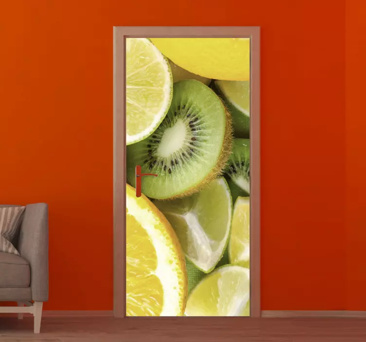 Citrus and Kiwi door sticker - TenStickers