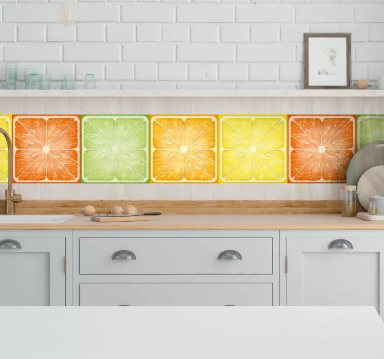 Citrus slice collection wall border sticker - TenStickers