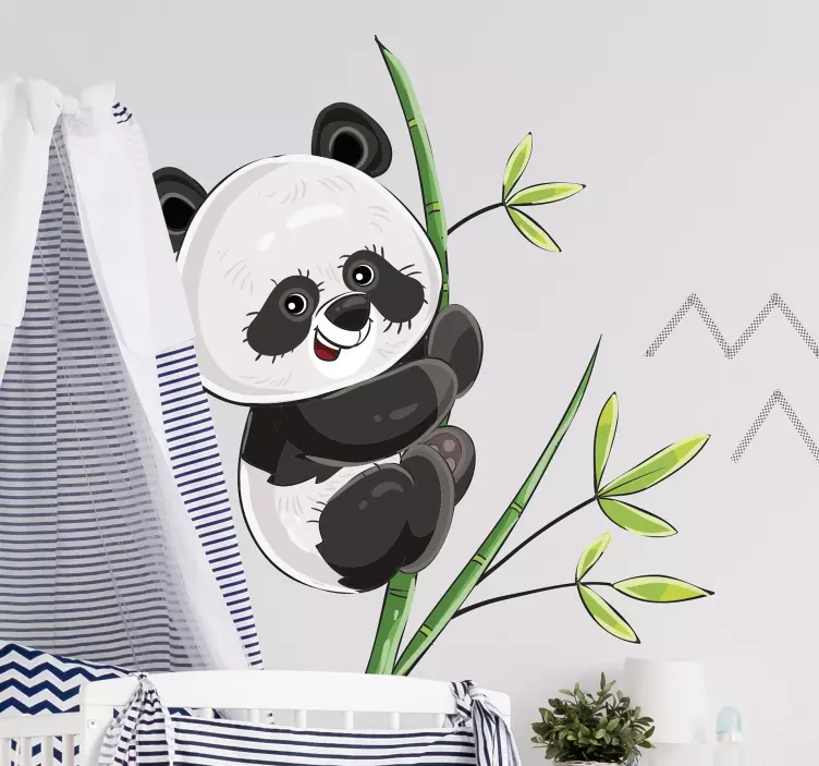 Climbing Panda illustration sticker - TenStickers