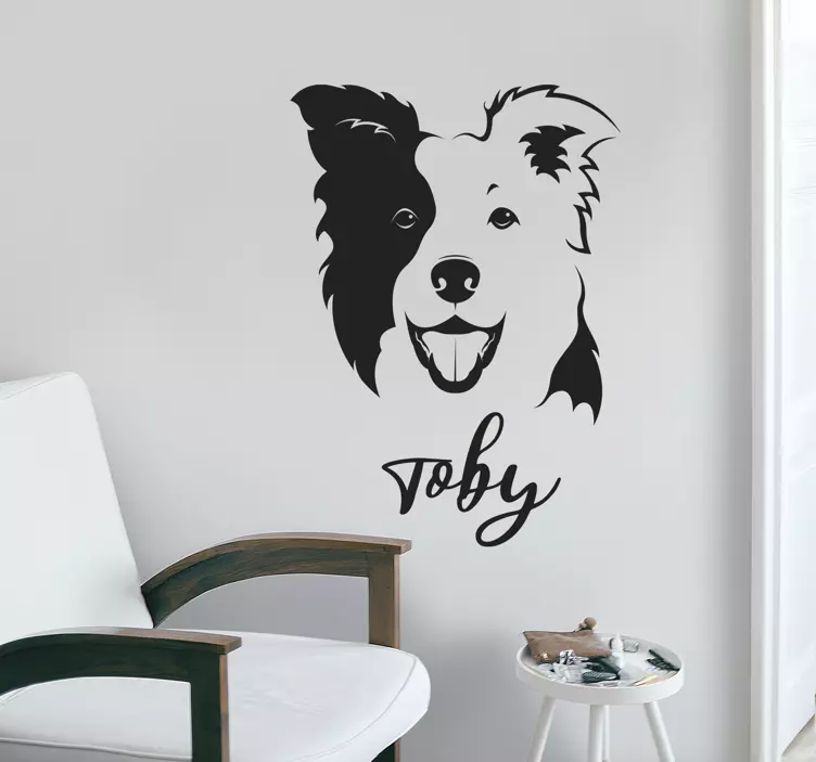 Collie white name pet sticker - TenStickers